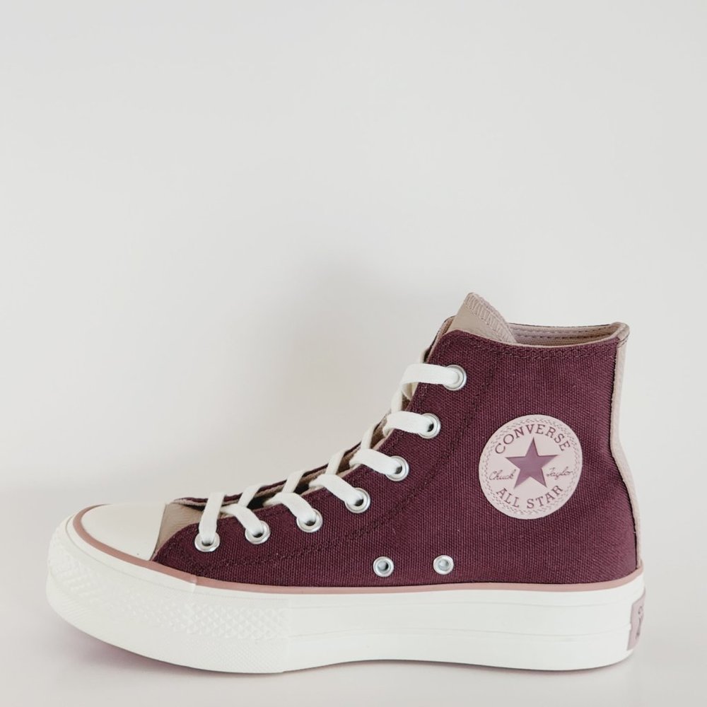 Converse CTAS Hi Lift Dark Wine/Stone Mauve Women's Platform Sneaker A03721C NWT - Picture 3 of 6